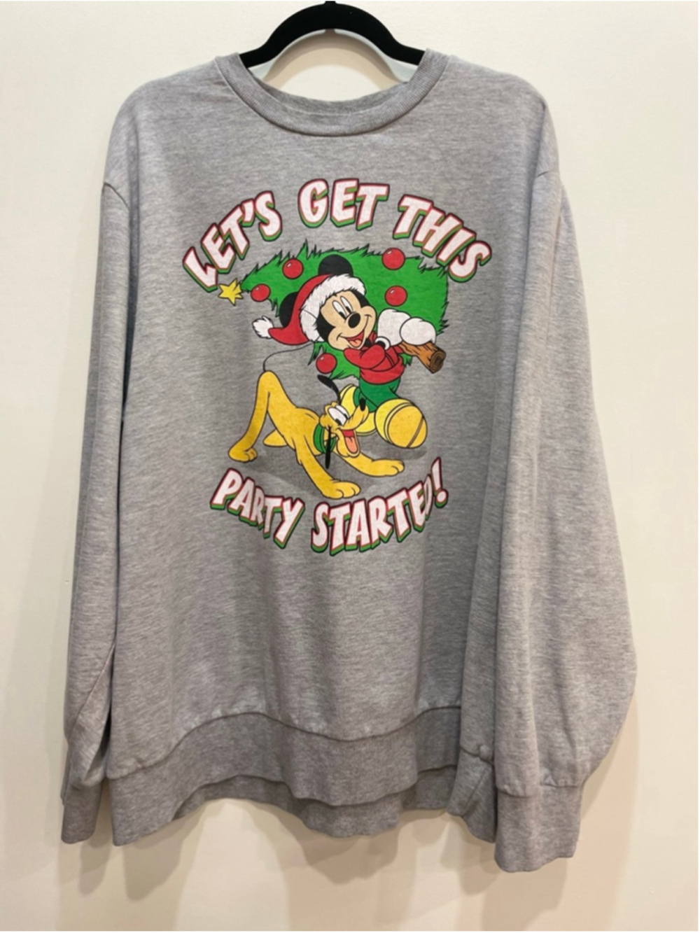 Disney Mickey Mouse Pluto Christmas Crewneck Sweatshirt XXL Ugly Sweater Holiday